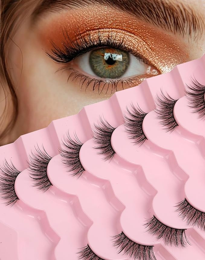 Half Lashes Natural Eyelashes Wispy Lashes Natural Look Cat Eyelashes False Corner Lash Soft Fluffy 3/4 False Eyelash 7 Pairs 14MM D19-VivaGrace Women