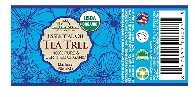 US Organic 100% Pure Tea Tree Essential Oil, Steam Distilled, USDA Certified Organic, for Hair, Skin, Scalp, Foot, Toenails, and More. Sourced from South Africa, Undiluted, Non-GMO (10 ml, 2 Pack)-VivaGrace Women