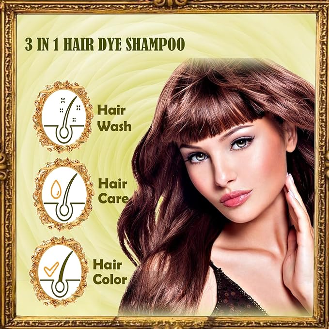 Cherry Brown Hair Dye Shampoo 3 in 1 - Champu Para Pintar el Cabello, Herbal Brown Hair Dye for Women Men, Hair Color Shampoo-VivaGrace Women
