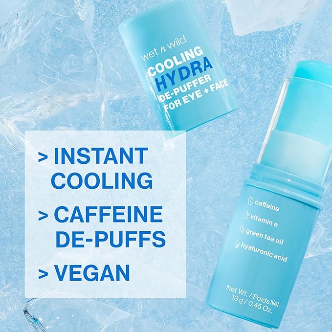 wet n wild Cooling Hydra De-Puffer, Soothing Face Makeup Primer Stick with Vitamin E & Caffeine, Instant Skin Refreshments for All Skin Types and Complexions, Vegan & Cruelty-Free-VivaGrace Women