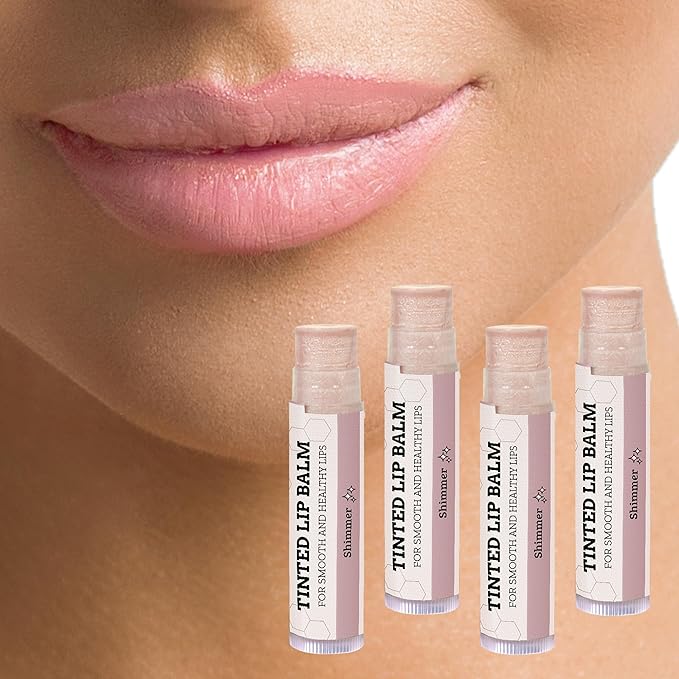 Tinted Lip Balm by Earth’s Daughter – 4 Pack of Shimmer Tint – Beeswax, Coconut Oil, Cocoa Butter, Vitamin E – Moisturize and Beautify – Paraben Free-VivaGrace Women