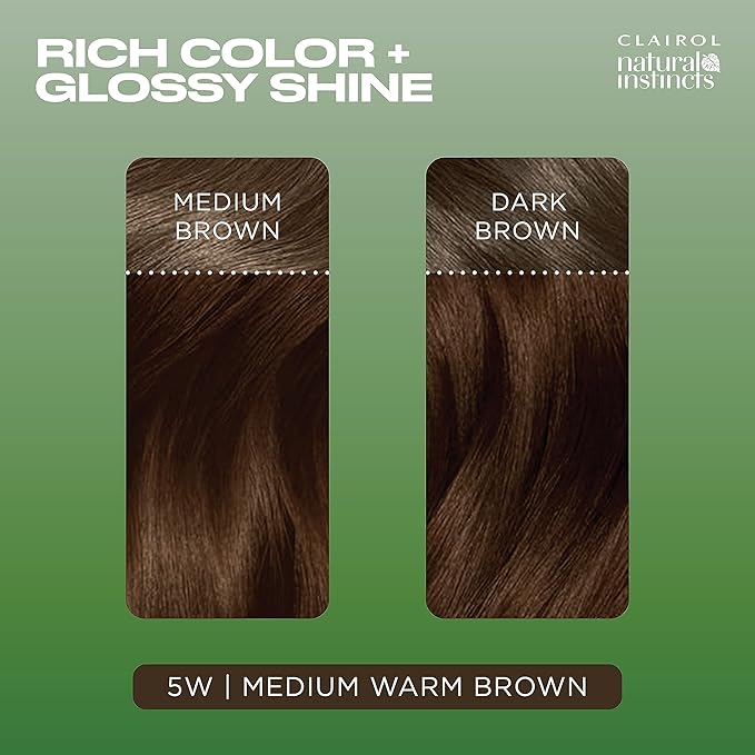 Clairol Natural Instincts Demi-Permanent Hair Dye, 5W Medium Warm Brown Hair Color, Pack of 1-VivaGrace Women