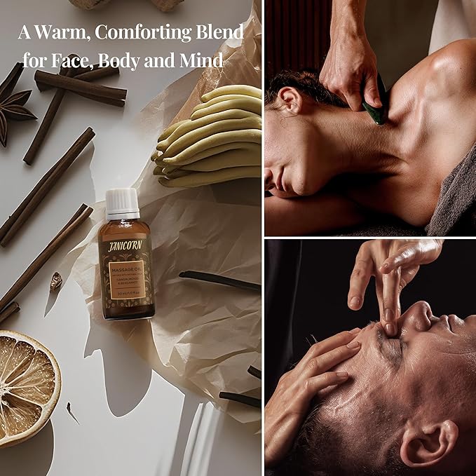 Sandalwood & Bergamot Botanical Massage Oil – Lightweight Body Oil with Jojoba & Almond – Wood & Citrus Aroma for Deep Massage, Fascia Release & Self-Care, 30ml (1.0 fl oz)-VivaGrace Women