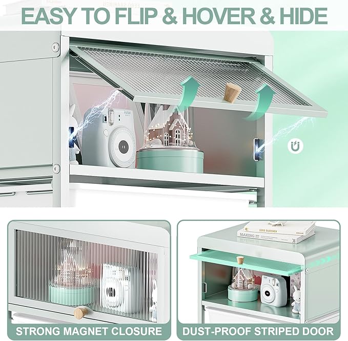 Utility-Rolling-Storage-Drawer-Craft-Cart-Organizers with 4 Drawers & Dust-proof Door for Kid Craft Art Room,Bedroom,Home Office, 4 Tiers Drawer cart, Green-VivaGrace Women