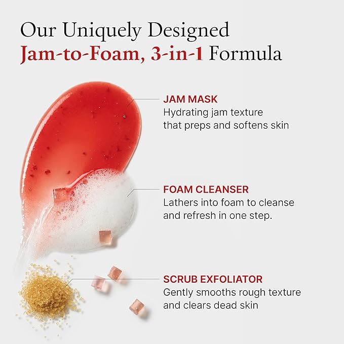 FULLY Red Tomato Jam Mask Cleanser, Gentle Exfoliation, Refines Skin Texture, Clear Pores, Hydration, Face Wash, Vegan, Rough & Sensitive Skin, Korean Skincare 4.05 fl.oz