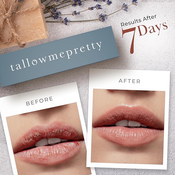 Peppermint Lip Balm, Ultra-Soothing, Deeply Hydrating Tallow Lip Balm with Grass Fed Beef Tallow, Beeswax, Jojoba Oil & More, Non Toxic Lip Care, Made in the USA, 0.15 Oz.-VivaGrace Women