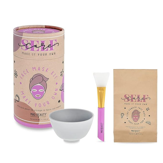 MAD Beauty Make It Your Own Face Mask Set, Self-Care DIY Kit, Lavender Clay Mask Powder Formula, Instructions, Reusable Mixing Bowl, & Silicone Brush-VivaGrace Women
