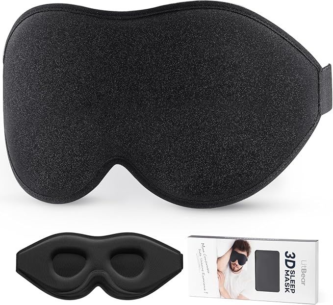 LitBear Sleep Mask for Side Sleeper Women Men, Eye Mask for Sleeping Light Blocking, 3D Contoured Cup Sleeping Mask, Soft Breathable Sleep Eye Mask with Adjustable Elastic Strap for Flight Nap-VivaGrace Women