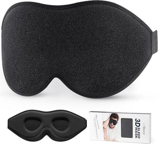 LitBear Sleep Mask for Side Sleeper Women Men, Eye Mask for Sleeping Light Blocking, 3D Contoured Cup Sleeping Mask, Soft Breathable Sleep Eye Mask with Adjustable Elastic Strap for Flight Nap-VivaGrace Women