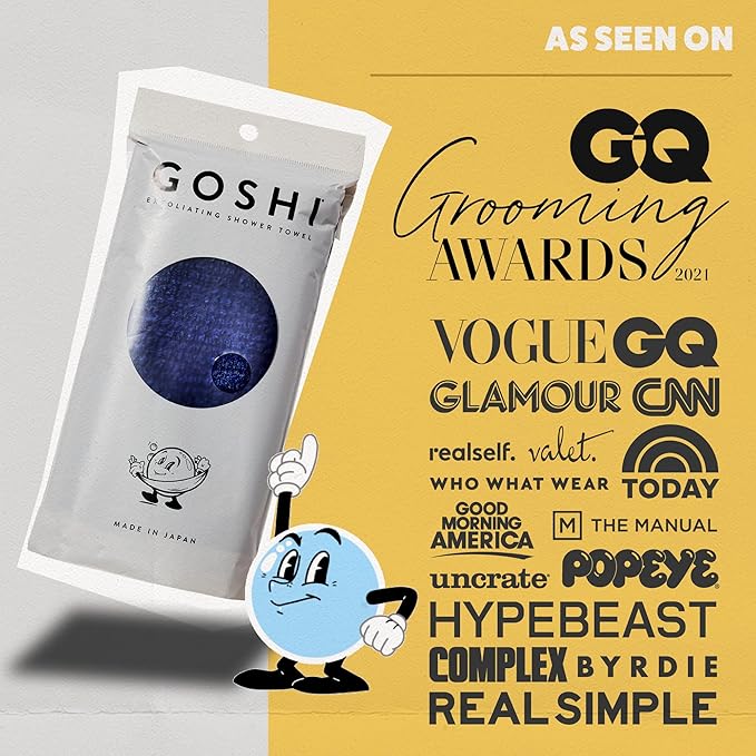 GOSHI Exfoliating Shower Towel - Rip-Resistant Exfoliating Washcloth for All Skin Types - Indigo Blue - Made in Japan-VivaGrace Women