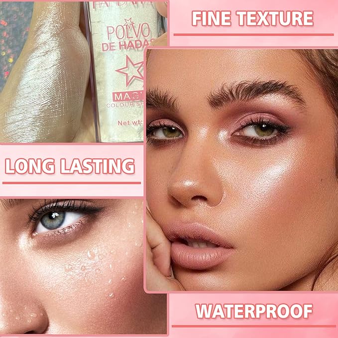 3PCS Polvo De Hadas Highlighter Glitter Stick Body Glitter Shimmer Face Brightening Highlighter Contour Powder Makeup Stick Face Blusher Fairy Glitter Highlighter Makeup - Blue,Yellow,Purple-VivaGrace Women