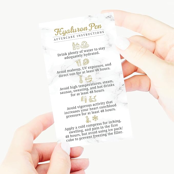 100 Pack - Premium Hyaluron Pen Lip Filler Aftercare Instructions Card 2 x 3.5" Accessories Supplies Kit Care - HP22A100_N-VivaGrace Women