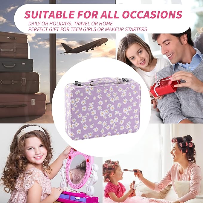 Hot Sugar Makeup Kit for Teenager Girls 10-12, All in One Beginner Makeup Kit for Women Full Kit, Teen makeup kit Cosmetic Gift Set on Birthday Christmas(PURPLE DAISY)-VivaGrace Women