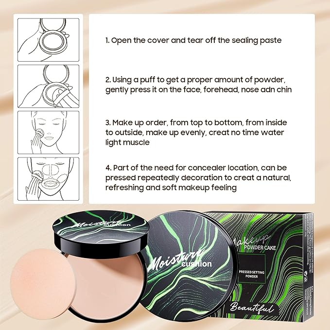 Face Setting Powder Makeup - Long-Lasting & Waterproof Pressed Powder, Blurs Fine Lines & Imperfections Powder Makeup, Smooth & Flawless, Poreless Matte Weightless for All Skin Types, Cruelty-free-VivaGrace Women