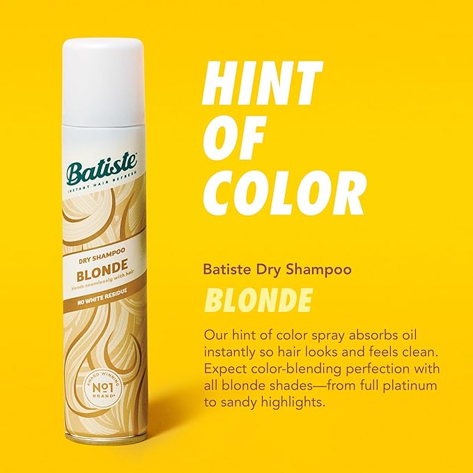 Batiste Dry Shampoo for Blonde Hair, Refresh Hair and Absorb Oil Between Washes, Waterless Shampoo for Added Hair Texture and Body, 5.71 oz-VivaGrace Women
