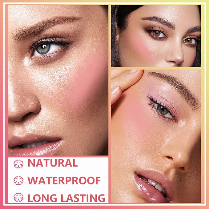 Liquid Blush,Natural Soft Cream Face Blush Matte Cheek Tint,Lightweight,Moisturizing,Waterproof,Long Lasting Face Blush Stick(1#)-VivaGrace Women