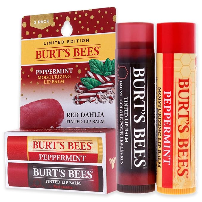 Burts Bees Burts Bees Lip Balm Kit Unisex Lip Balm Peppermint, Red Dahlia Tinted, 0.15 Ounce (Pack of 2)-VivaGrace Women