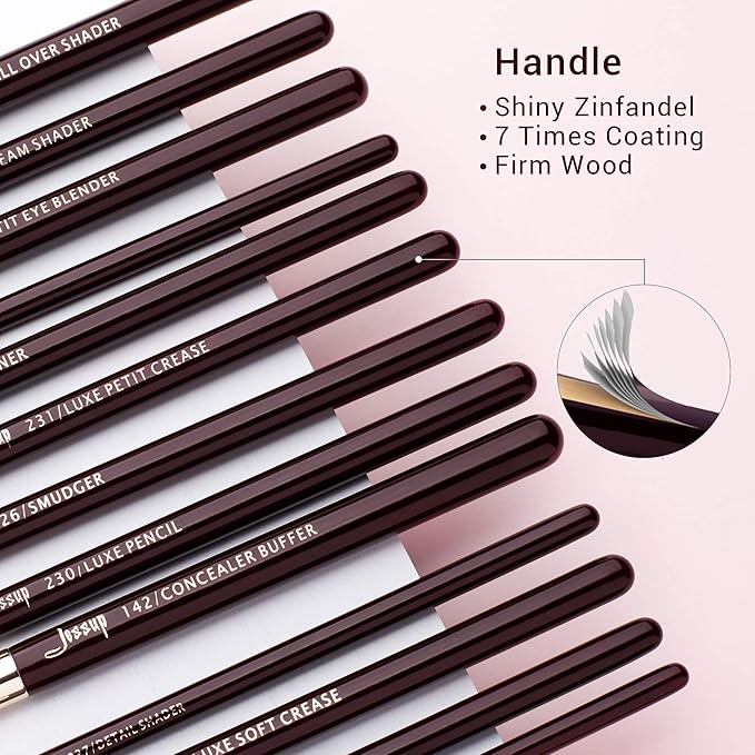 Jessup Professional Eye Makeup Brushes Set Natural-Synthetic 15pcs for Eyeshadow Blending Concealer Eyeliner Eyebrow, Zinfandel T284-VivaGrace Women
