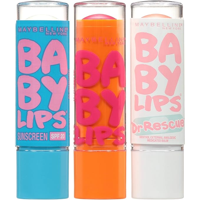 Maybelline New York Baby Lips Moisturizing Lip Balm 3-pack, Lip Care Essentials, 3 Shades-VivaGrace Women