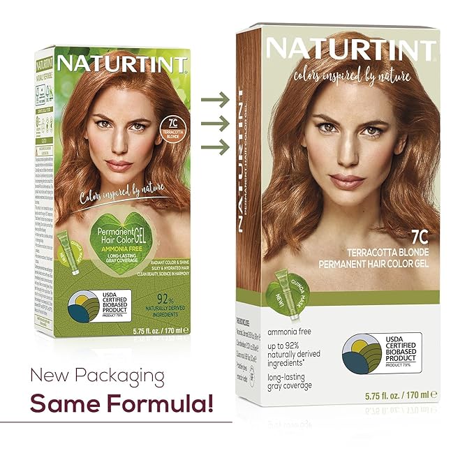 Naturtint 7C Terracotta Blonde Permanent Hair Color (Pack of 6), Ammonia Free, Vegan, Cruelty Free, up to 100% Gray Coverage, Long Lasting Results (Packaging may vary)-VivaGrace Women