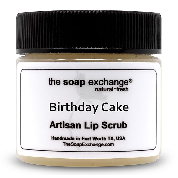 Lip Scrub - Birthday Cake Flavor - Hand Crafted 1.5 oz / 42.5 g Natural Lip Care, Artisan Lip Treatment, Exfoliate, Hydrate, & Protect. Made in the USA.-VivaGrace Women