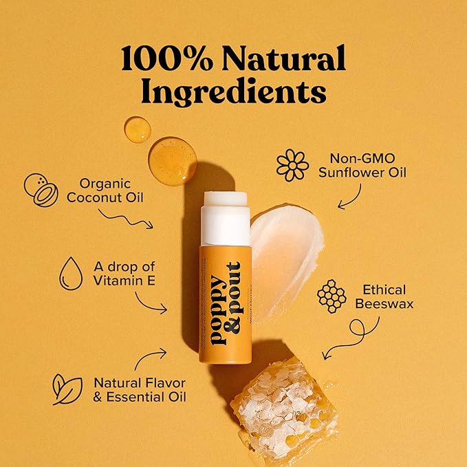 Poppy & Pout Wild Honey Jumbo Lip Balm | All Natural Lip Balms & Moisturizers | Hydrates with Beeswax, Vitamin E, Organic Coconut Oil | Cruelty-Free | Lip Balm in Recyclable Cardboard Tube-VivaGrace Women
