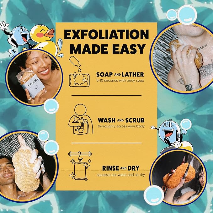 GOSHI Exfoliating Shower Sponge - Rip-Resistant, Rapid-Drying Exfoliating Bath Sponge for All Skin Types - Marigold Yellow - Made in Japan-VivaGrace Women