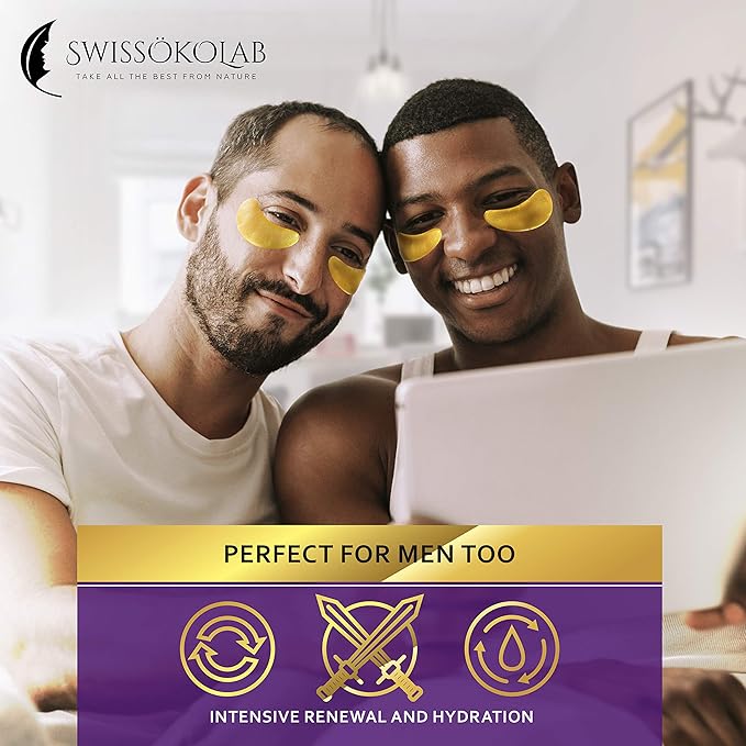 SWISSÖKOLAB Under Eye Patches For Puffy Eyes 24k Gold Eye Mask Dark Circles And Puffiness Collagen Eye Gel Pads Moisturizing & Reducing Wrinkles Anti-Aging Hyaluronic Acid (Revitalising)-VivaGrace Women