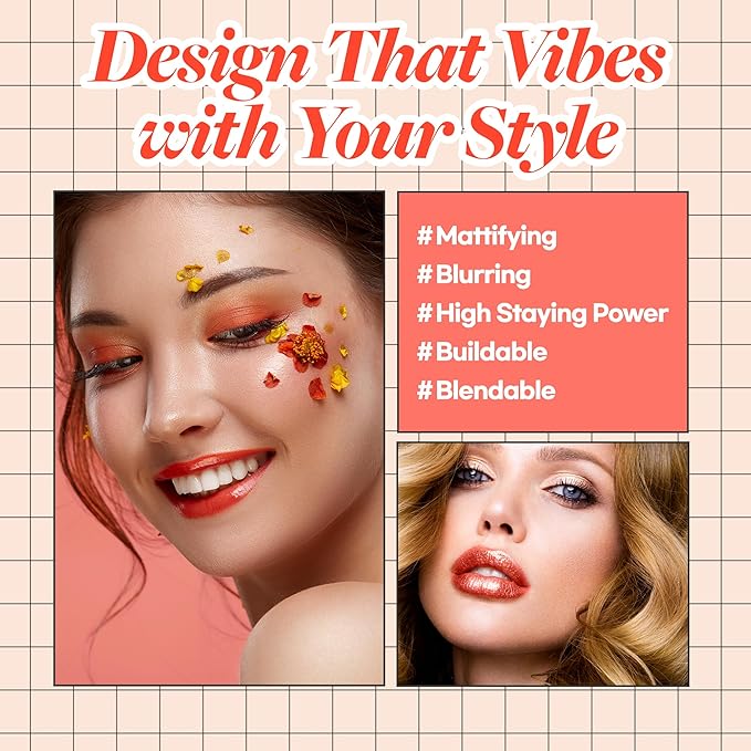Hope Girl 3D Powder Blusher 0.17oz | Skin-Loving Korean Mini Blush for Cheeks and Eye Makeup w/Allantoin | K Beauty Cool Toned Vibrant Sunkissed Fine Powder Makeup Blush Cosmetics (#05 Orange Flower)-VivaGrace Women