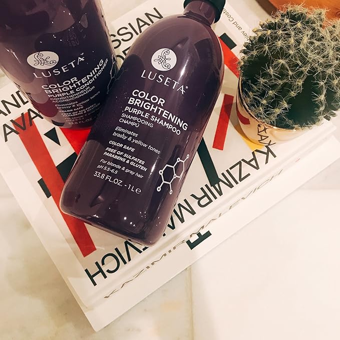 L LUSETA Color Brightening Purple Shampoo and Conditioner Set for Blonde and Gray Hair, Infused with Cocos Nucifera Oil to Help Nourish, Moisturize and Condition Hair, 2x33.8oz-VivaGrace Women