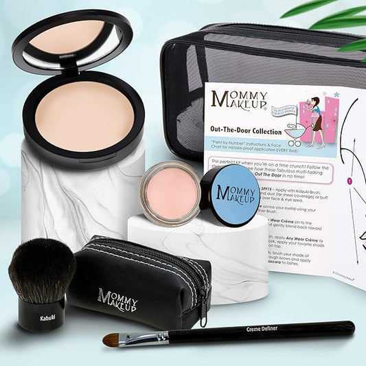 Out The Door Collection | Talc-free 5-piece Mineral Makeup Set | CUDDLE (Light/Medium) - For light to medium complexions + CASHMERE - A matte pale bisque-VivaGrace Women