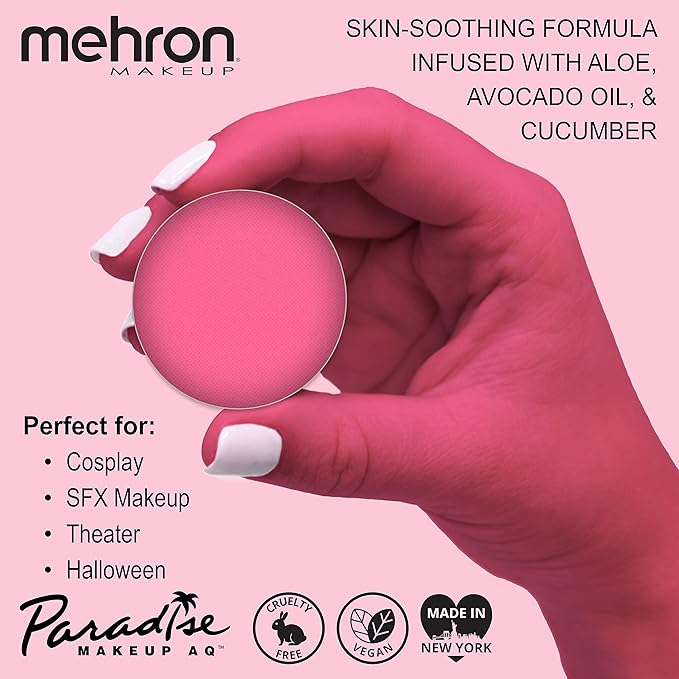 Mehron Makeup Paradise Makeup AQ Refill Size | Stage & Screen, Face & Body Painting, Cosplay, and Halloween | Water Activated Face Paint, Body Paint, Cosplay Makeup .25 oz (7 ml) (LIGHT PINK)-VivaGrace Women