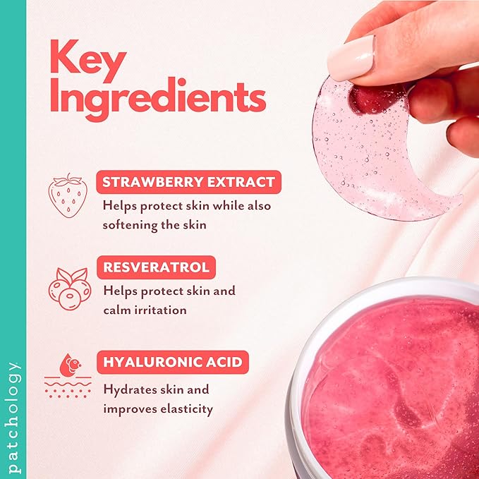 Patchology Serve Chilled Rosé Eye Gels - Eye Patches for Puffy eyes & Dark Circles, Gel Eye Patches, Under Eye Mask w/Hyaluronic Acid, Eye Treatment Products & Mini Beauty Products (15 Pairs/Jar)-VivaGrace Women