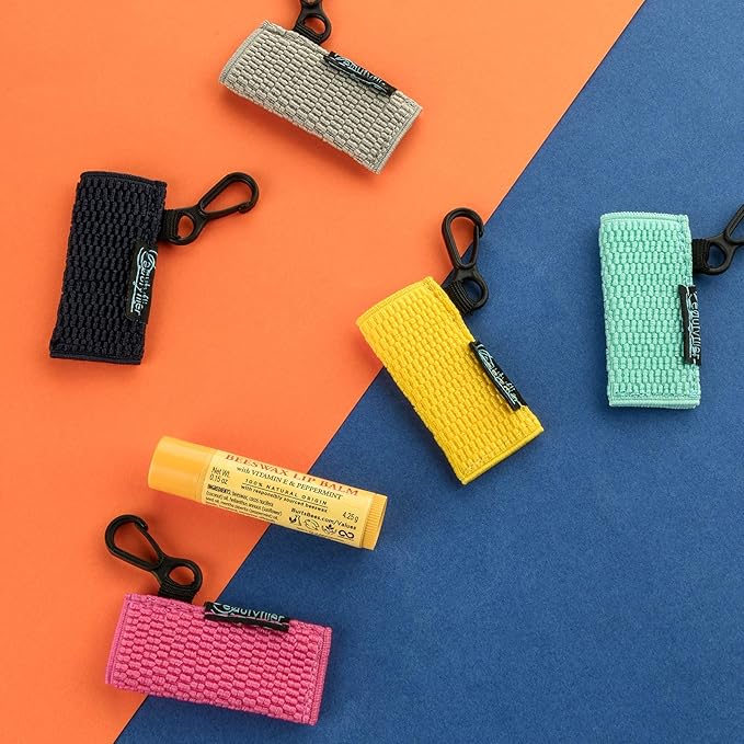 Beautyflier Cute Elastic Lip Balm Holder Keychain, Lipstick Sleeve Chapstick Sleeve Holder for Burts Bees Chapstick-VivaGrace Women