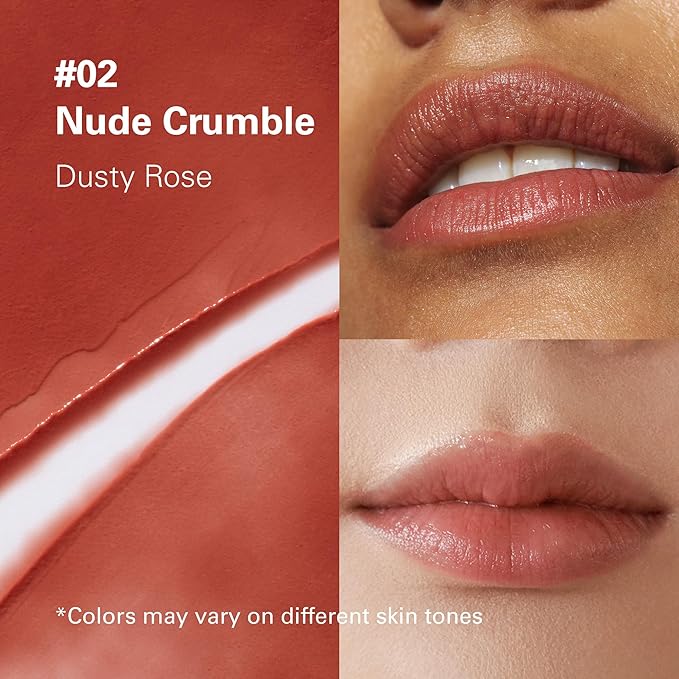 Melixir Vegan Lip Butter #02 Nude Crumble, Hydrating Tinted Lip Balm Stick, Bee-Free, Petrolatum-Free, Plant-Based With Shea Butter, Nourishing Care for Dry, Chapped Lips, Natural Finish-VivaGrace Women