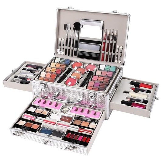 All in One Makeup Kit for Teens, 106 Pcs Professional Makeup Kit for Women Full Kit, Include Eyeshadow Palette, Lipstick Set, Concealer, Foundation, Lipgloss, Makeup Brush (White)-VivaGrace Women