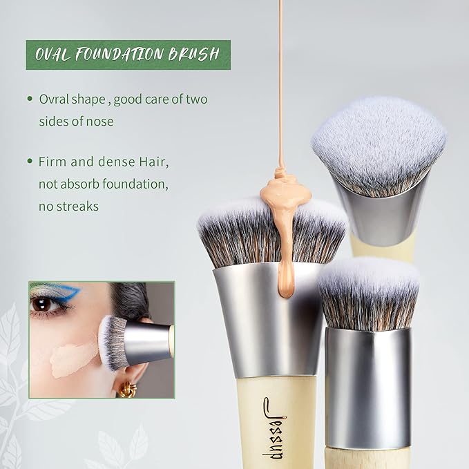 Jessup Vegan Makeup Brushes Set Premium Synthetic Powder Foundation Highlight Concealer Eyeshadow Blending Eyebrow Liner Spoolie Brush Set Burlywood 12pcs T327-VivaGrace Women