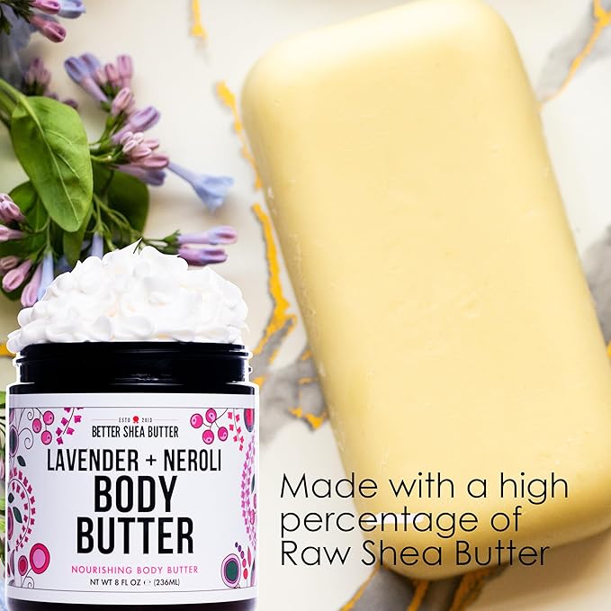Body Butter for Women LAVENDER NEROLI | Whipped Body Moisturizer with Raw Shea Butter for Dry Skin, Paraben Free, Non-Greasy, No Synthetic Fragrances | 8 oz-VivaGrace Women