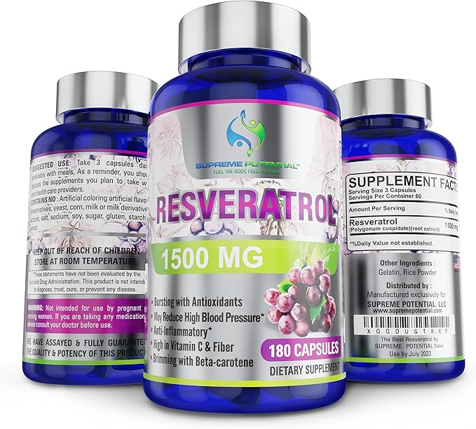 100% Pure Resveratrol Extract for Anti-Aging & Heart Health - 1500mg Maximum Strength (1)-VivaGrace Women