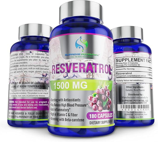 100% Pure Resveratrol Extract for Anti-Aging & Heart Health - 1500mg Maximum Strength (1)-VivaGrace Women