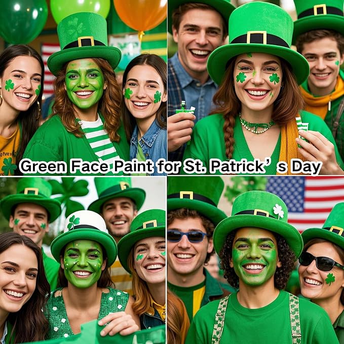 MEICOLY Lime Green Face Body Paint Stick,St Patricks Day Accessories,Light Green Face Paint,Hunting Camo Paint,Halloween SFX Cosplay Witch Makeup for Kids and Adults,Eye Black Stick-VivaGrace Women