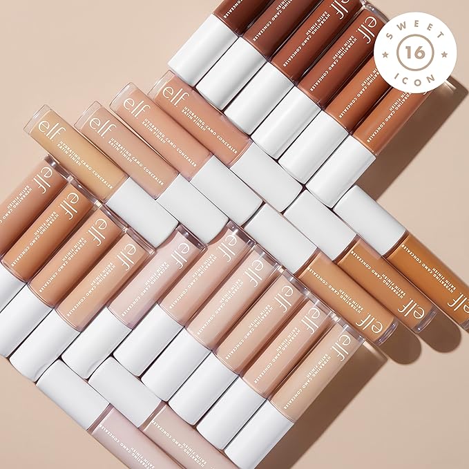 e.l.f. Hydrating Camo Concealer, Lightweight, Full Coverage, Long Lasting, Conceals, Corrects, Covers, Hydrates, Highlights, Medium Warm, Satin Finish, 25 Shades, All-Day Wear, 0.20 Fl Oz