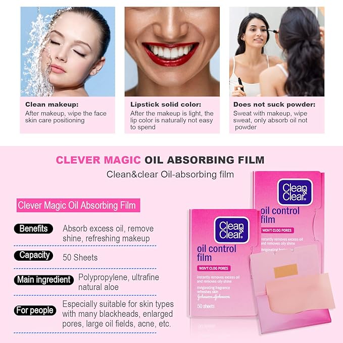 Oil Control Film Replacment for Clean & Clear Oil-absorbing Sheets,3 Pack (Grapefruit Fragrance) Oil Blotting Sheets For Face,Makeup Friendly High-performance Handy Face Blotting Paper for Oily Skin-VivaGrace Women