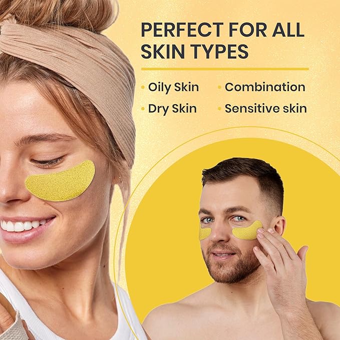 24k Gold Under Eye Patches for Puffy Eyes (7 Pairs) – Gold Foil Under Eye Masks for Dark Circle with Betaine, Hyaluronic Acid – Skincare Eye Bags Patches Treatment for Men & Women-VivaGrace Women