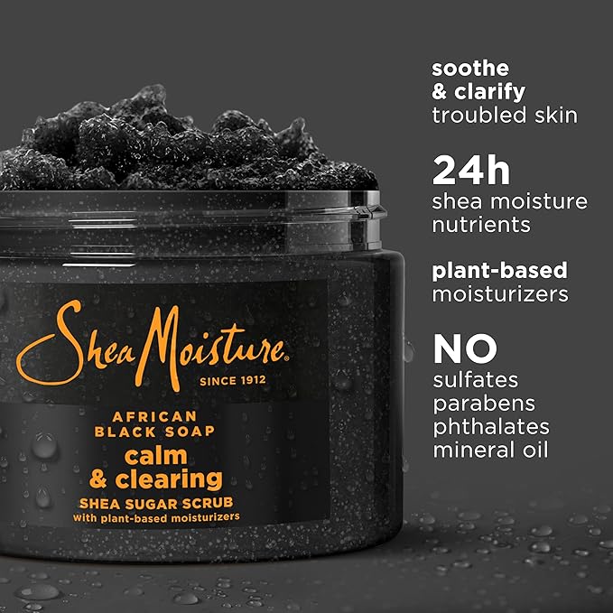 SheaMoisture Sugar Body Scrub African Black Soap for healthy, glowing skin African black soap with 24h shea moisture nutrients 12 oz-VivaGrace Women