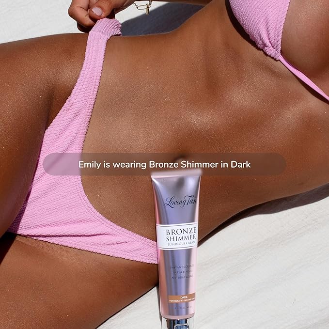 Loving Tan Bronze Shimmer Luminous Cream, Dark - Streak Free, Natural Looking, Instant Sunless Tanner - 6+ Self Tanning Applications per Tube, Cruelty Free - 4 FL Oz-VivaGrace Women