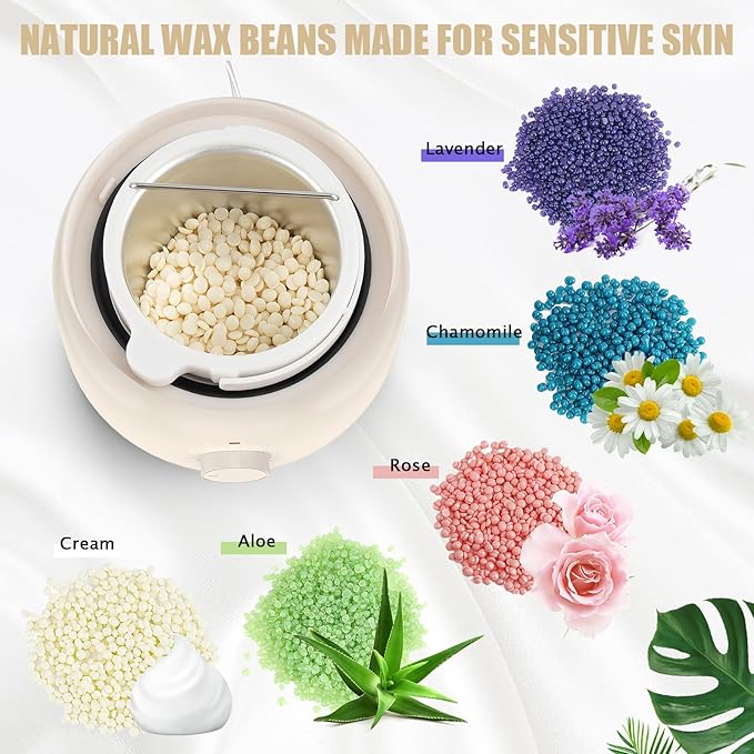 Waxing Kit - TIKESI Wax Warmer for Hair Removal, Hard Wax Kit with 14oz 5 Bags Hard Wax Beans for Full Body, Legs, Face, Eyebrows, Bikini, Brazilian Waxing Kit for Women Men-VivaGrace Women