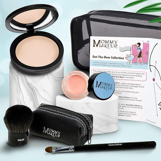 Out The Door Collection | Talc-free 5-piece Mineral Makeup Set | CUDDLE (Light/Medium) - For light to medium complexions + DUCHESS - A Peachy Rose with a Silver Sheen-VivaGrace Women