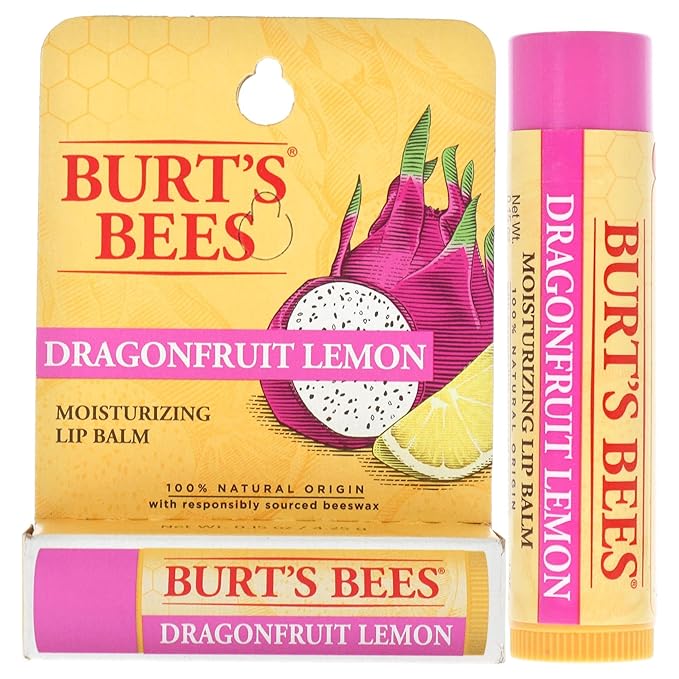 Burts Bees Dragonfruit Lemon Moisturizing Lip Balm Unisex 0.15 oz (I0115832)-VivaGrace Women
