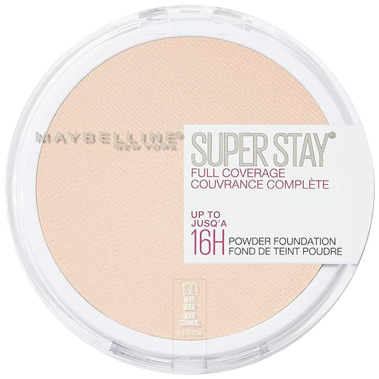 Maybelline Super Stay Full Coverage Powder Foundation Makeup, Up to 16 Hour Wear, Soft, Creamy Matte Foundation, Buff Beige, 1 Count-VivaGrace Women
